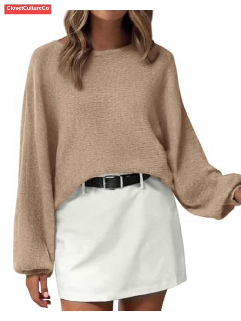 Oversized Boat Neck Batwing Knit Sweater Slouchy Pullover